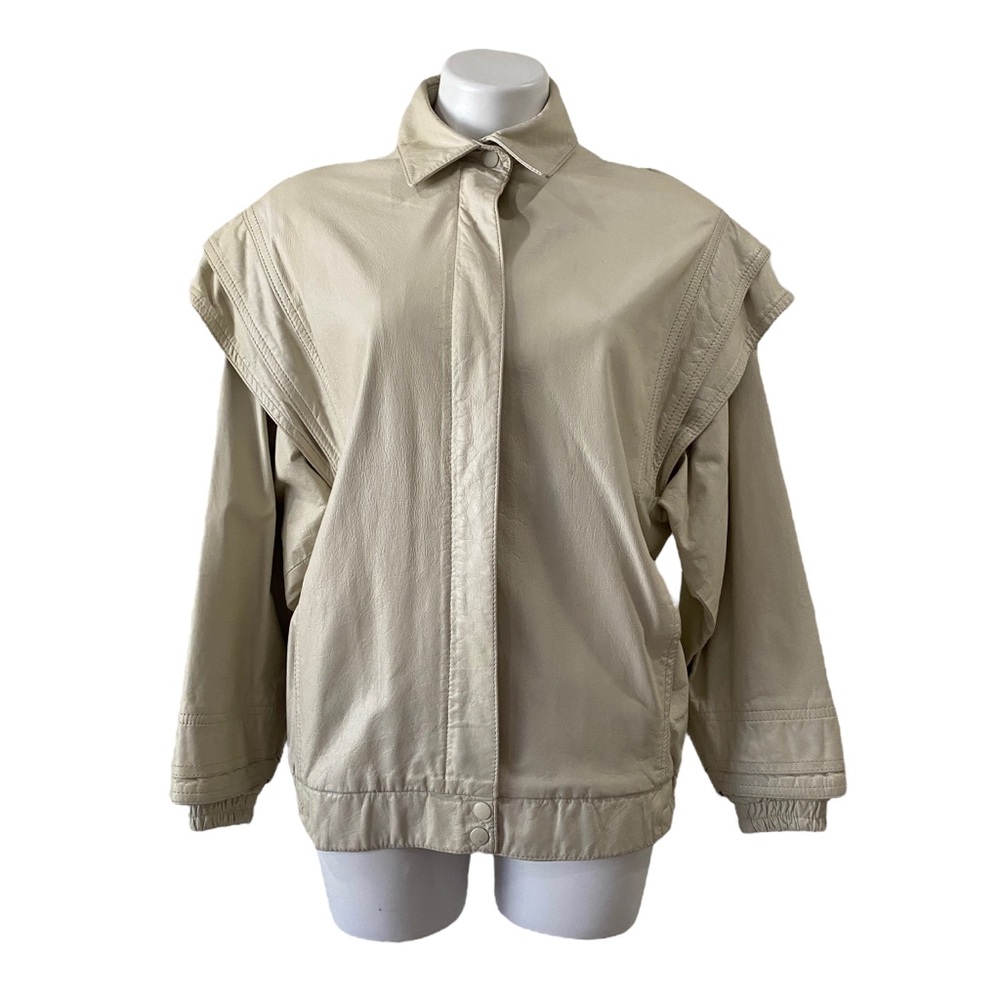 Vintage Leather JAYSKINS petite jacket sz P S/M - textured - 80s - cream